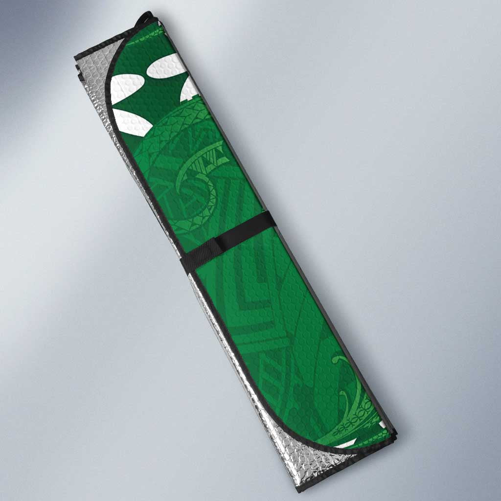 Personalised Cook Islands Rarotonga Auto Sun Shade Tiare Maori Polynesian Waves Tattoo LT14 - Polynesian Pride