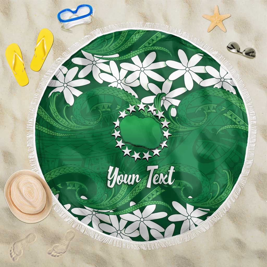 Personalised Cook Islands Rarotonga Beach Blanket Tiare Maori Polynesian Waves Tattoo
