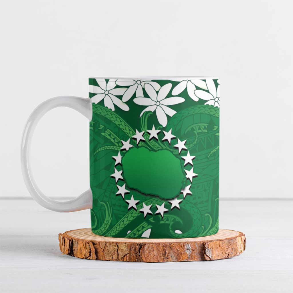 Personalised Cook Islands Rarotonga Ceramic Mug Tiare Maori Polynesian Waves Tattoo