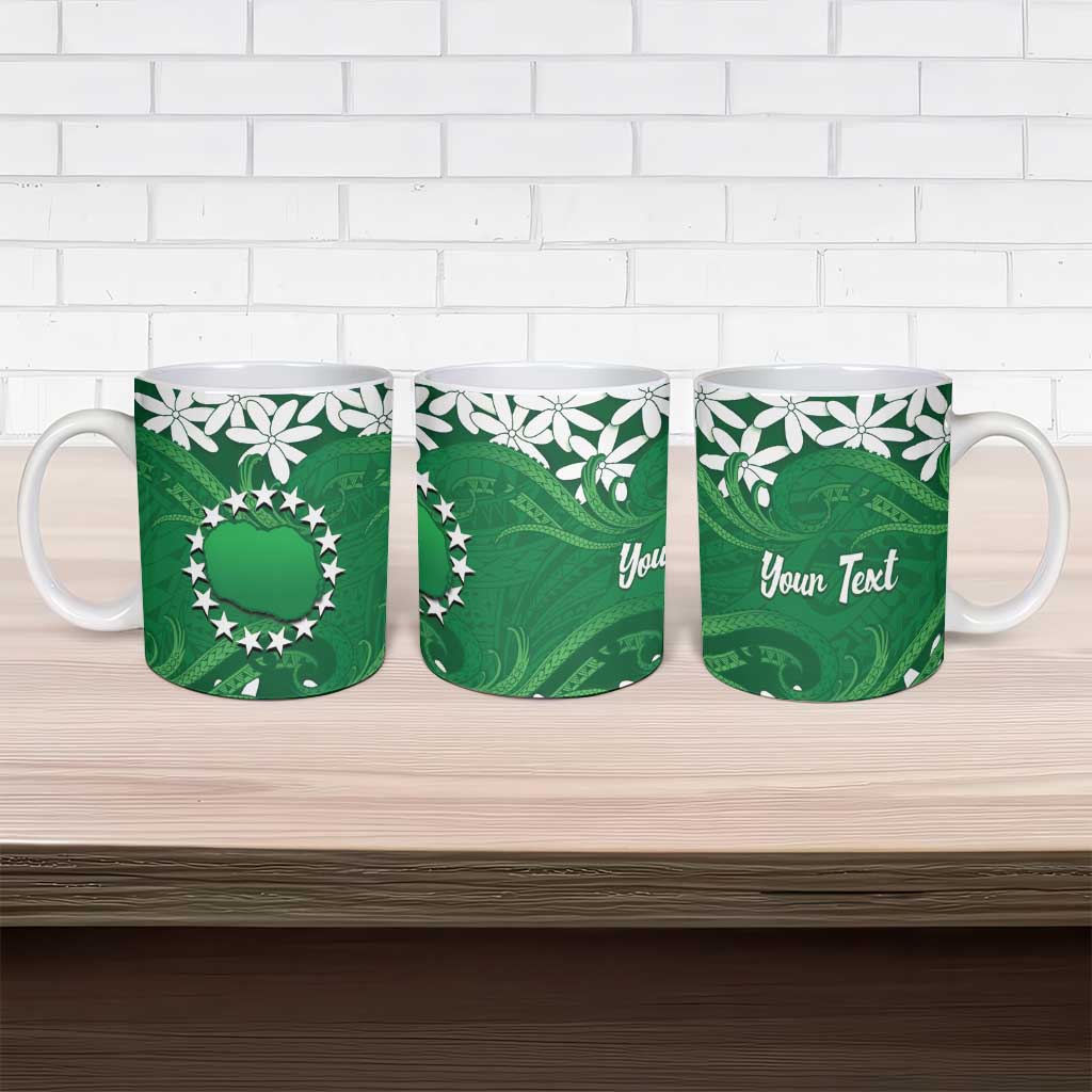 Personalised Cook Islands Rarotonga Ceramic Mug Tiare Maori Polynesian Waves Tattoo