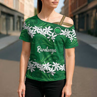 Personalised Cook Islands Rarotonga Cross Shoulder Shirt Tiare Maori Polynesian Waves Tattoo