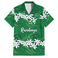 Personalised Cook Islands Rarotonga Family Matching Off The Shoulder Long Sleeve Dress and Hawaiian Shirt Tiare Maori Polynesian Waves Tattoo