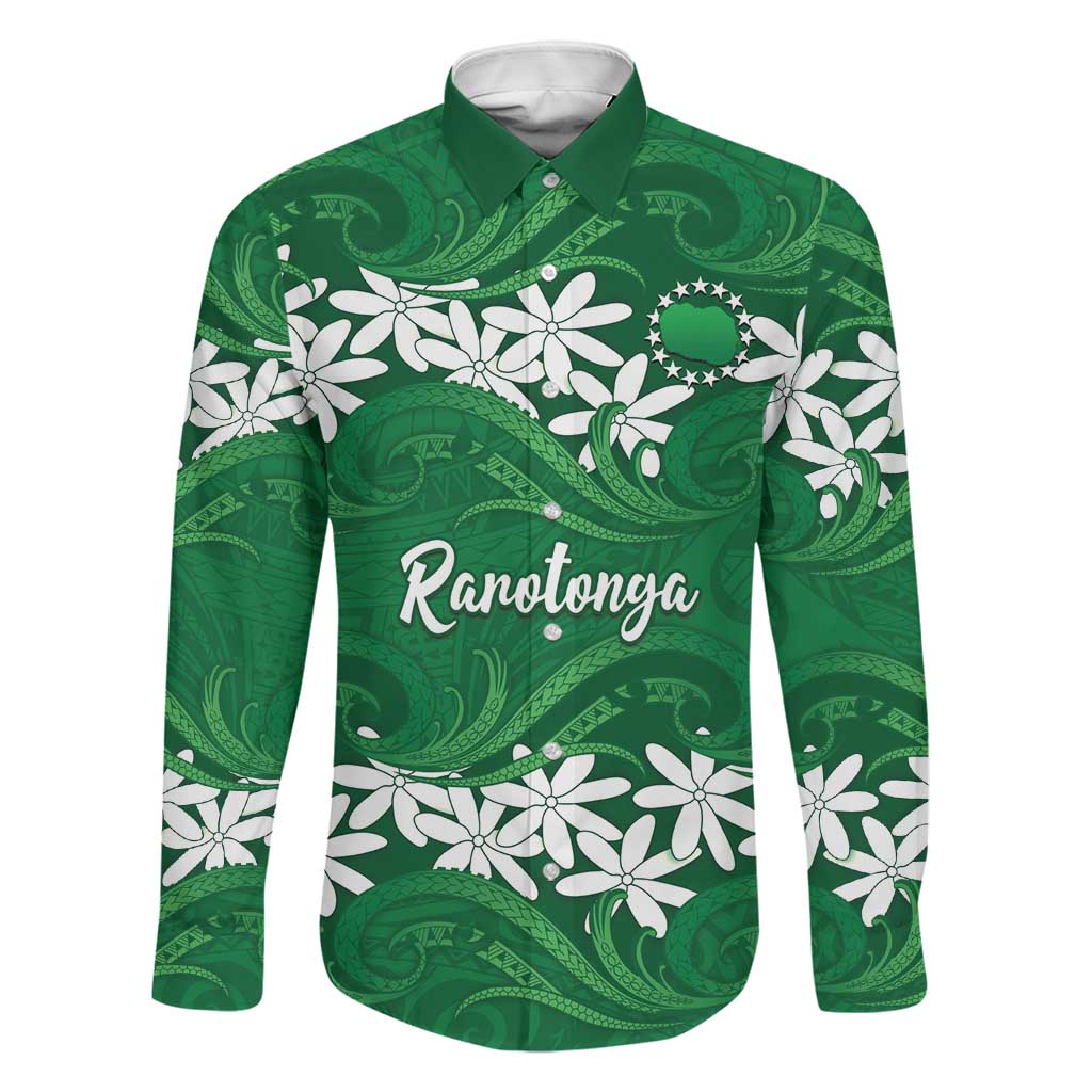 Personalised Cook Islands Rarotonga Family Matching Off Shoulder Short Dress and Hawaiian Shirt Tiare Maori Polynesian Waves Tattoo