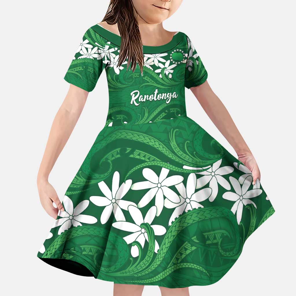 Personalised Cook Islands Rarotonga Family Matching Summer Maxi Dress and Hawaiian Shirt Tiare Maori Polynesian Waves Tattoo