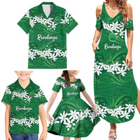 Personalised Cook Islands Rarotonga Family Matching Summer Maxi Dress and Hawaiian Shirt Tiare Maori Polynesian Waves Tattoo