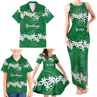 Personalised Cook Islands Rarotonga Family Matching Tank Maxi Dress and Hawaiian Shirt Tiare Maori Polynesian Waves Tattoo