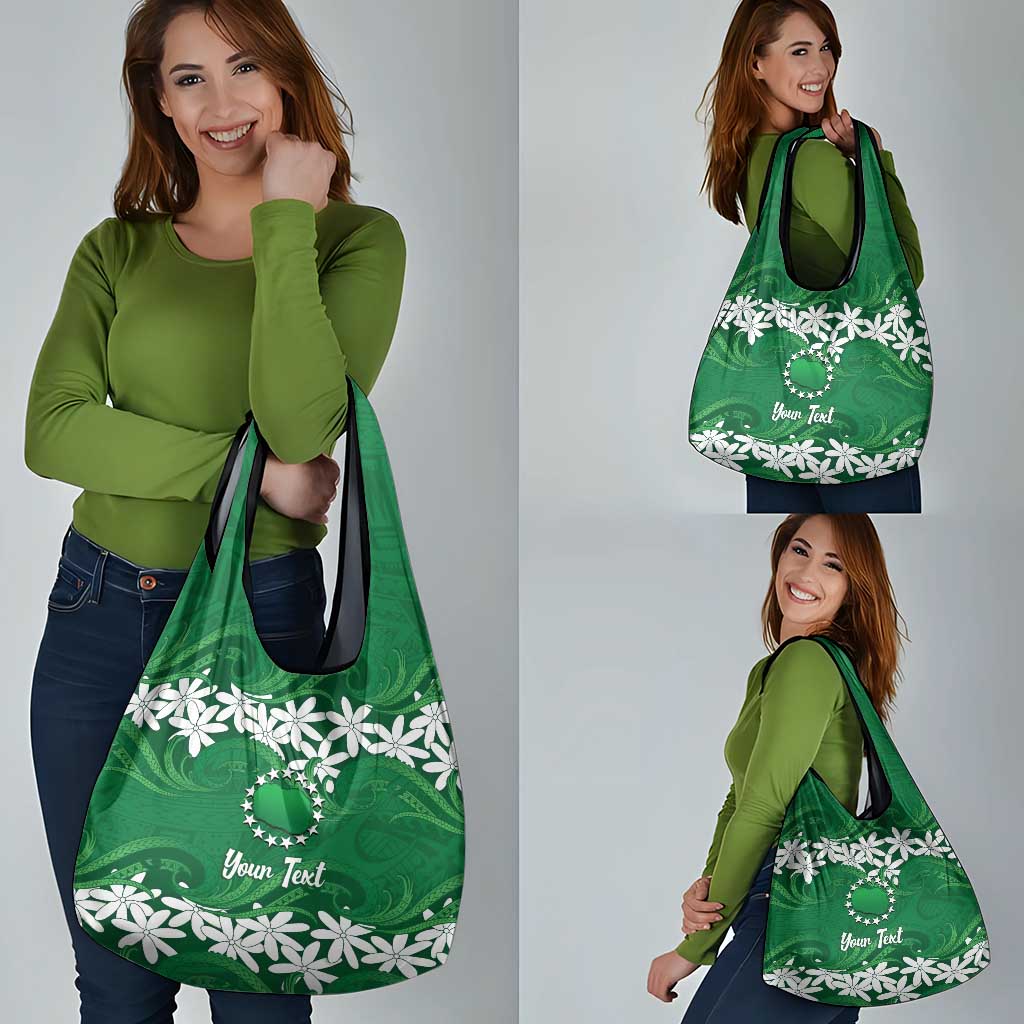 Personalised Cook Islands Rarotonga Grocery Bag Tiare Maori Polynesian Waves Tattoo