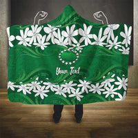 Personalised Cook Islands Rarotonga Hooded Blanket Tiare Maori Polynesian Waves Tattoo