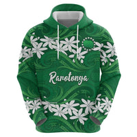 Personalised Cook Islands Rarotonga Hoodie Tiare Maori Polynesian Waves Tattoo