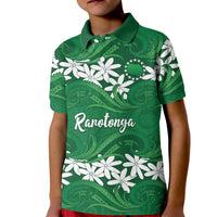 Personalised Cook Islands Rarotonga Kid Polo Shirt Tiare Maori Polynesian Waves Tattoo