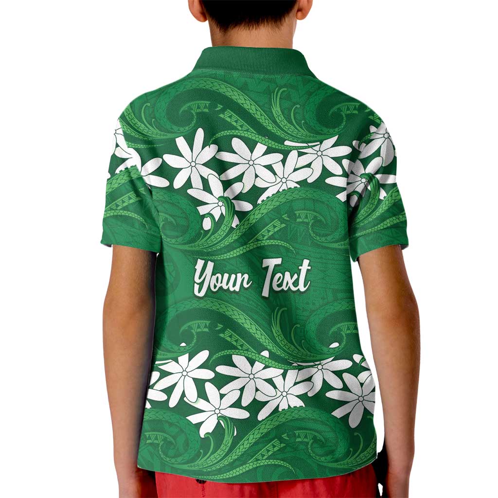 Personalised Cook Islands Rarotonga Kid Polo Shirt Tiare Maori Polynesian Waves Tattoo