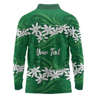 Personalised Cook Islands Rarotonga Long Sleeve Polo Shirt Tiare Maori Polynesian Waves Tattoo LT14 - Polynesian Pride