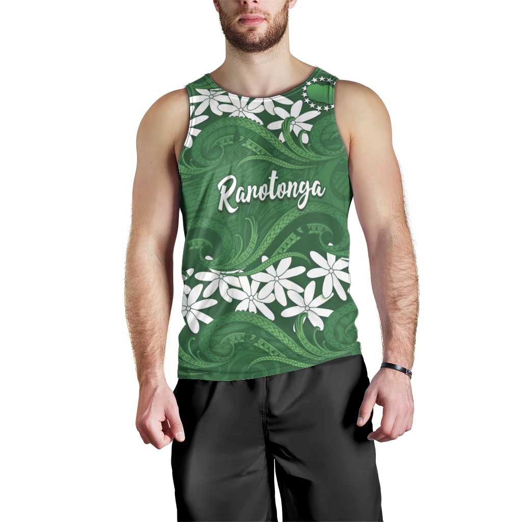 Personalised Cook Islands Rarotonga Men Tank Top Tiare Maori Polynesian Waves Tattoo