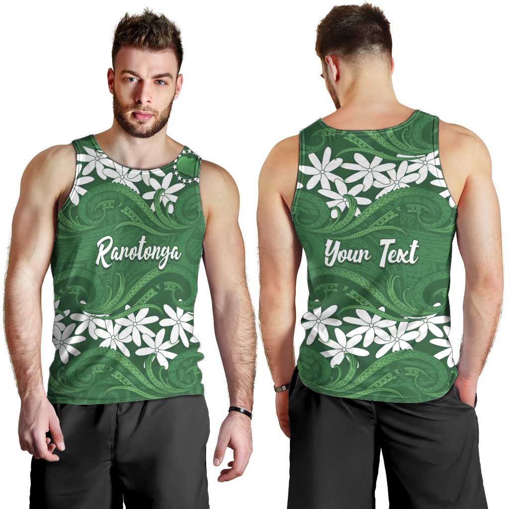 Personalised Cook Islands Rarotonga Men Tank Top Tiare Maori Polynesian Waves Tattoo
