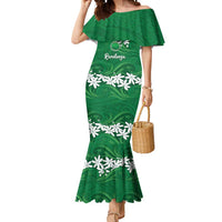 Personalised Cook Islands Rarotonga Mermaid Dress Tiare Maori Polynesian Waves Tattoo LT14 Women Green - Polynesian Pride