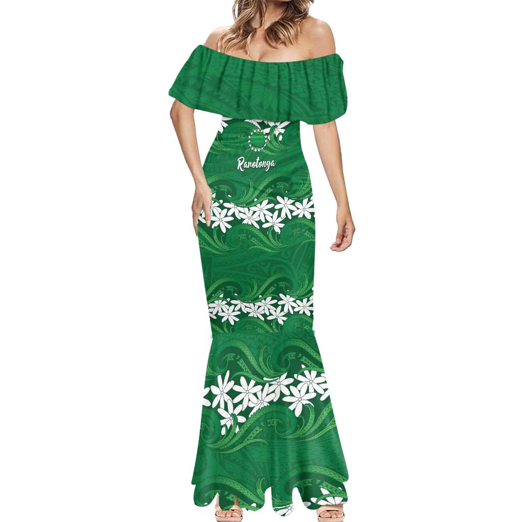 Personalised Cook Islands Rarotonga Mermaid Dress Tiare Maori Polynesian Waves Tattoo LT14 - Polynesian Pride