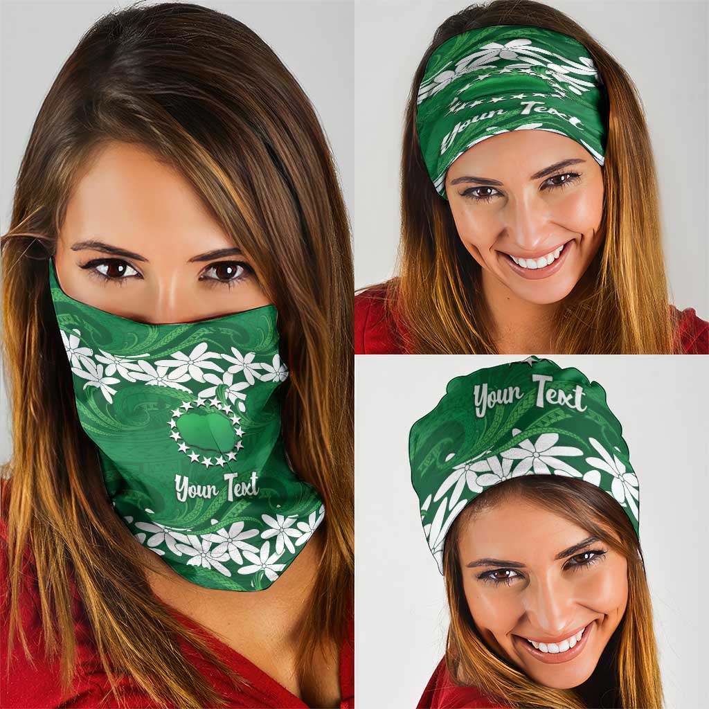 Personalised Cook Islands Rarotonga Neck Gaiter Tiare Maori Polynesian Waves Tattoo