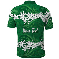 Personalised Cook Islands Rarotonga Polo Shirt Tiare Maori Polynesian Waves Tattoo