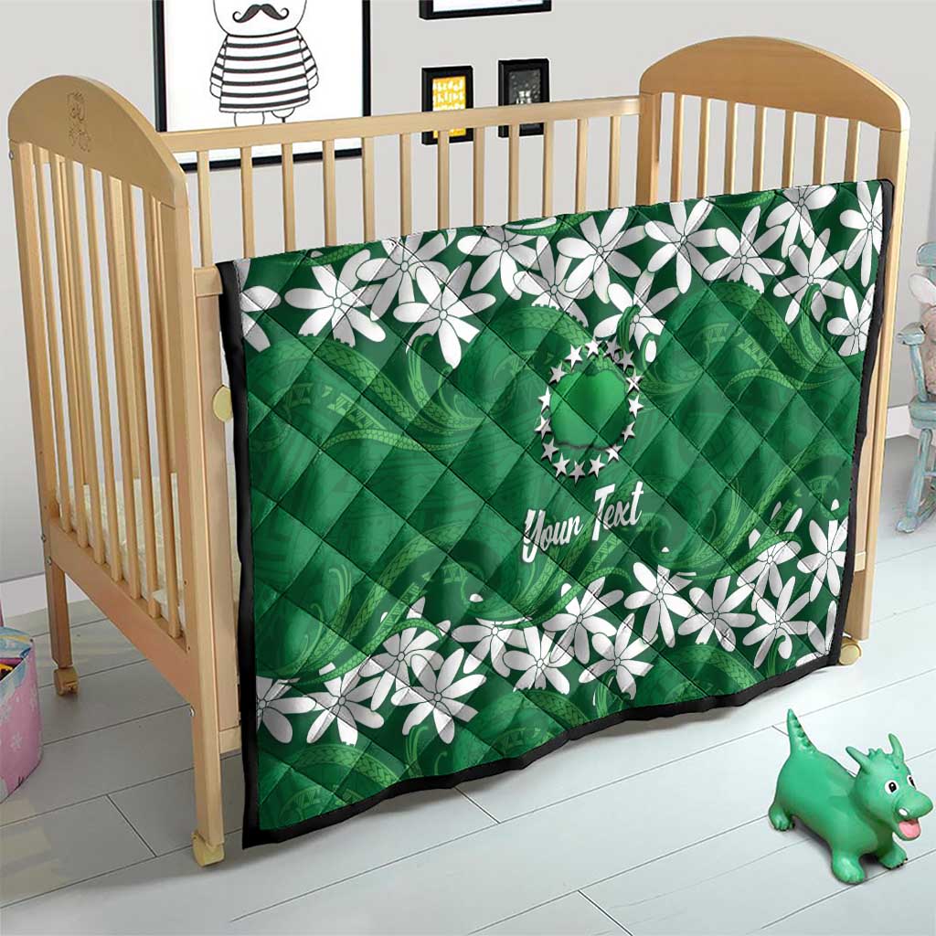 Personalised Cook Islands Rarotonga Quilt Tiare Maori Polynesian Waves Tattoo