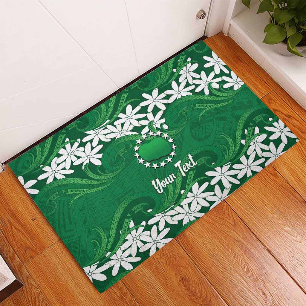 Personalised Cook Islands Rarotonga Rubber Doormat Tiare Maori Polynesian Waves Tattoo LT14 - Polynesian Pride