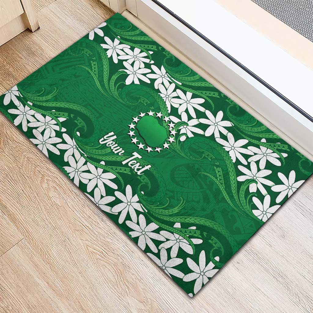 Personalised Cook Islands Rarotonga Rubber Doormat Tiare Maori Polynesian Waves Tattoo LT14 - Polynesian Pride