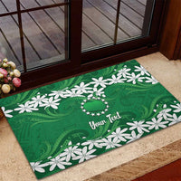Personalised Cook Islands Rarotonga Rubber Doormat Tiare Maori Polynesian Waves Tattoo LT14 - Polynesian Pride