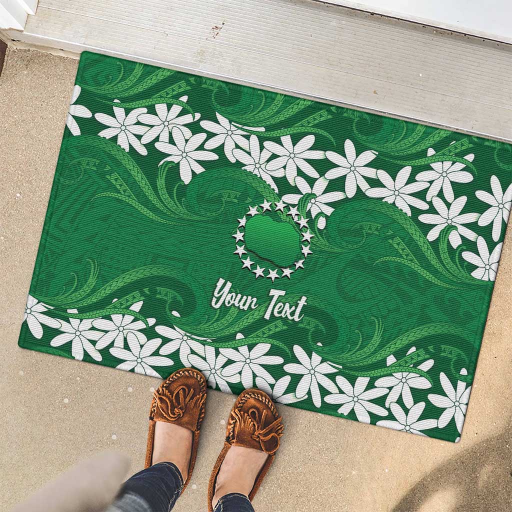 Personalised Cook Islands Rarotonga Rubber Doormat Tiare Maori Polynesian Waves Tattoo LT14 - Polynesian Pride
