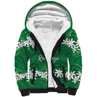 Personalised Cook Islands Rarotonga Sherpa Hoodie Tiare Maori Polynesian Waves Tattoo LT14 Unisex Green - Polynesian Pride