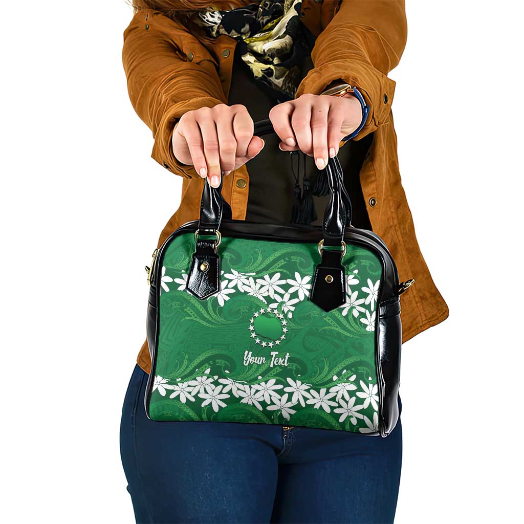 Personalised Cook Islands Rarotonga Shoulder Handbag Tiare Maori Polynesian Waves Tattoo LT14 One Size Green - Polynesian Pride