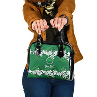 Personalised Cook Islands Rarotonga Shoulder Handbag Tiare Maori Polynesian Waves Tattoo LT14 One Size Green - Polynesian Pride
