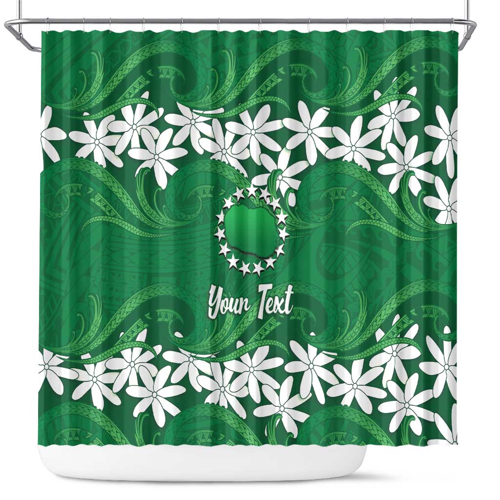 Personalised Cook Islands Rarotonga Shower Curtain Tiare Maori Polynesian Waves Tattoo