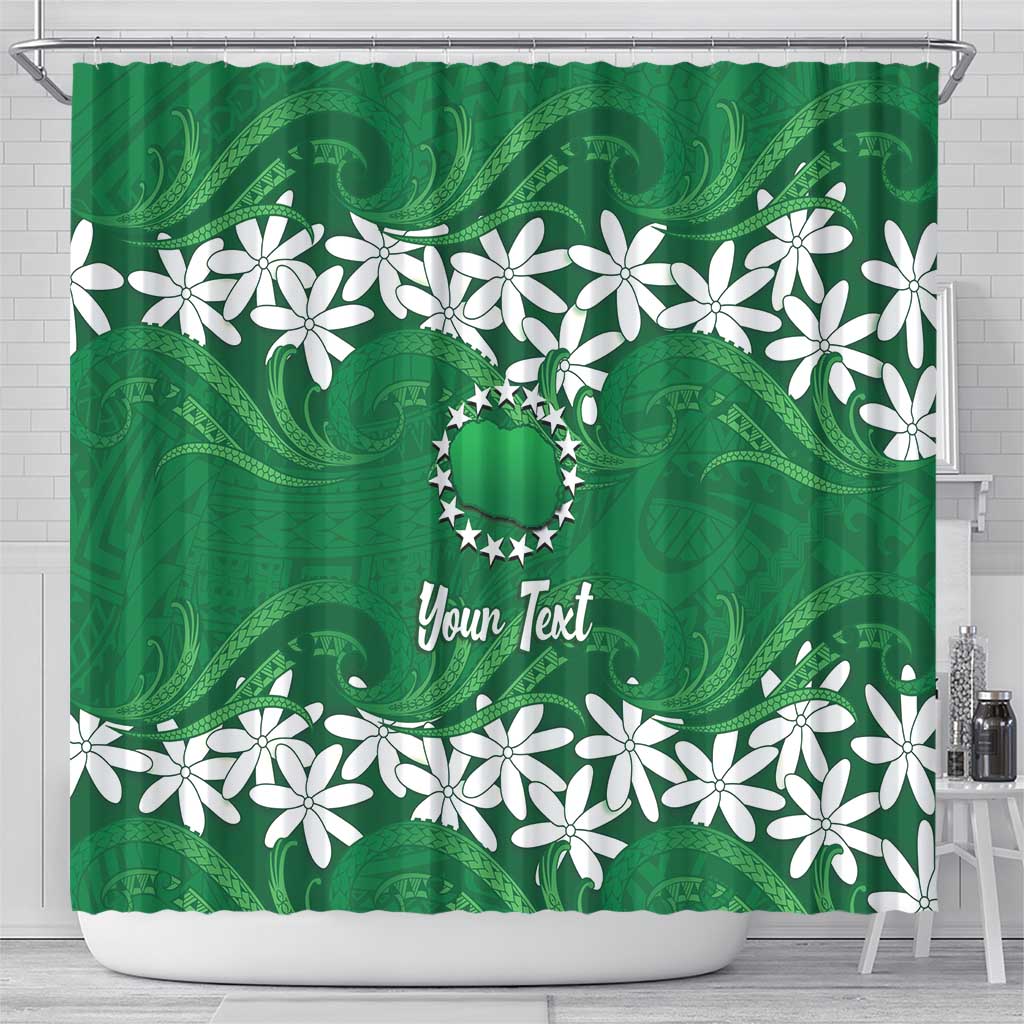 Personalised Cook Islands Rarotonga Shower Curtain Tiare Maori Polynesian Waves Tattoo