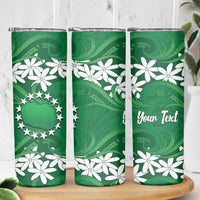 Personalised Cook Islands Rarotonga Skinny Tumbler Tiare Maori Polynesian Waves Tattoo