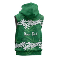 Personalised Cook Islands Rarotonga Sleeveless Zip Hoodie Tiare Maori Polynesian Waves Tattoo LT14 - Polynesian Pride