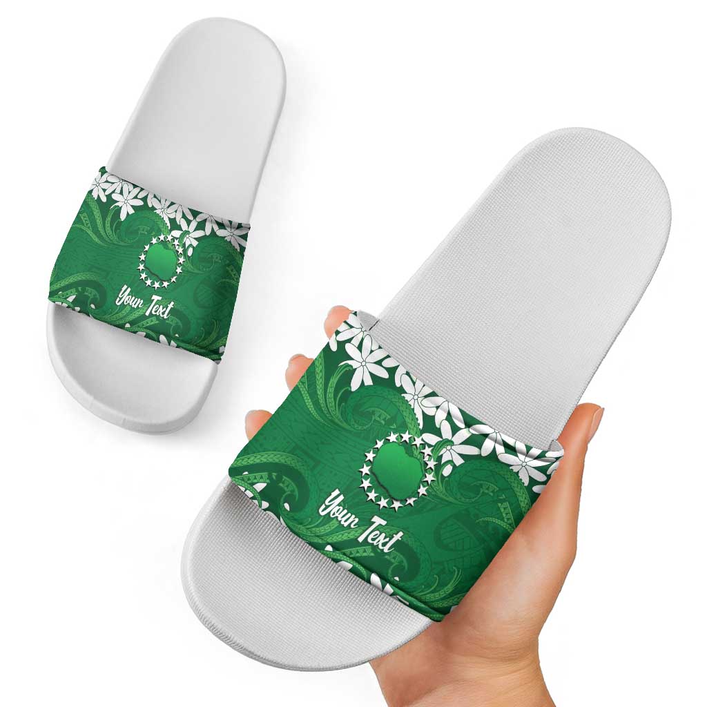 Personalised Cook Islands Rarotonga Slide Sandals Tiare Maori Polynesian Waves Tattoo LT14 - Polynesian Pride