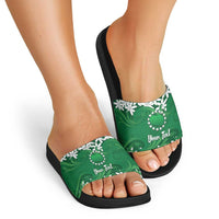 Personalised Cook Islands Rarotonga Slide Sandals Tiare Maori Polynesian Waves Tattoo LT14 - Polynesian Pride
