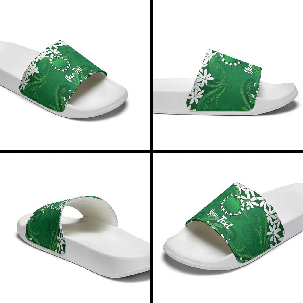 Personalised Cook Islands Rarotonga Slide Sandals Tiare Maori Polynesian Waves Tattoo LT14 - Polynesian Pride