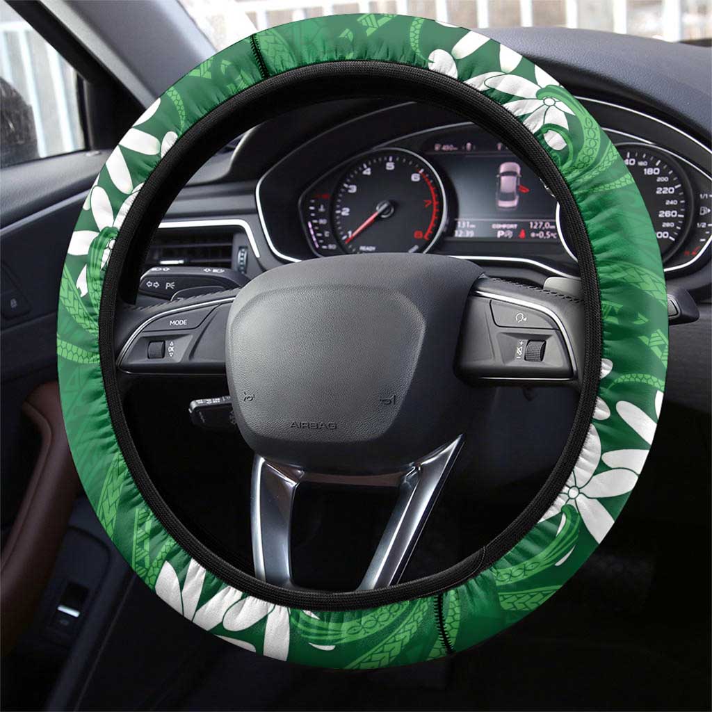 Cook Islands Rarotonga Steering Wheel Cover Tiare Maori Polynesian Waves Tattoo