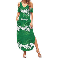Personalised Cook Islands Rarotonga Summer Maxi Dress Tiare Maori Polynesian Waves Tattoo