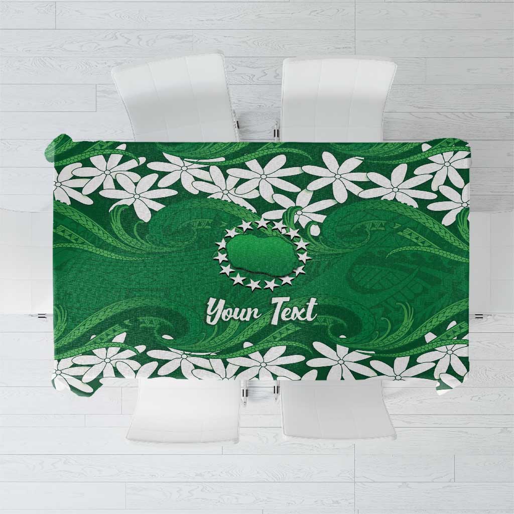 Personalised Cook Islands Rarotonga Tablecloth Tiare Maori Polynesian Waves Tattoo