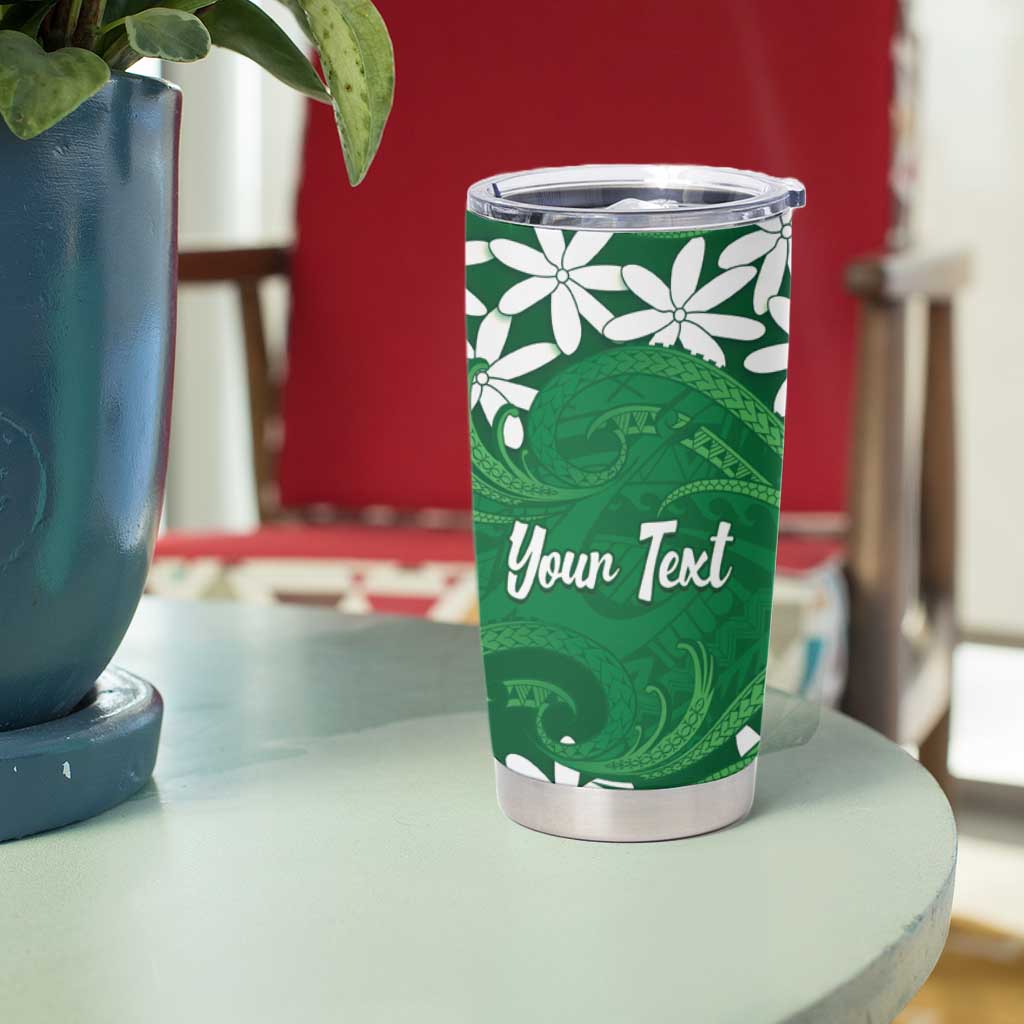 Personalised Cook Islands Rarotonga Tumbler Cup Tiare Maori Polynesian Waves Tattoo