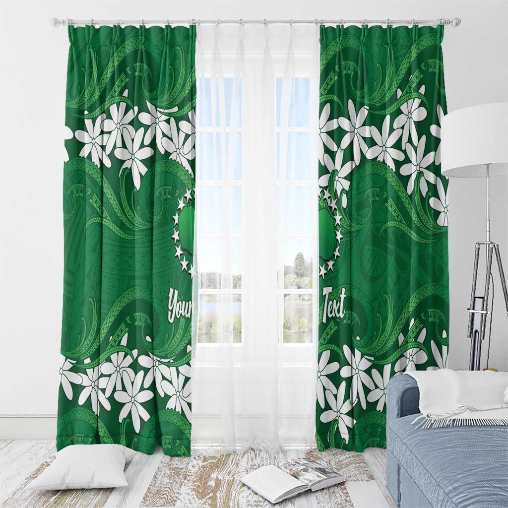 Personalised Cook Islands Rarotonga Window Curtain Tiare Maori Polynesian Waves Tattoo