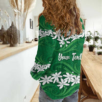 Personalised Cook Islands Rarotonga Women Casual Shirt Tiare Maori Polynesian Waves Tattoo