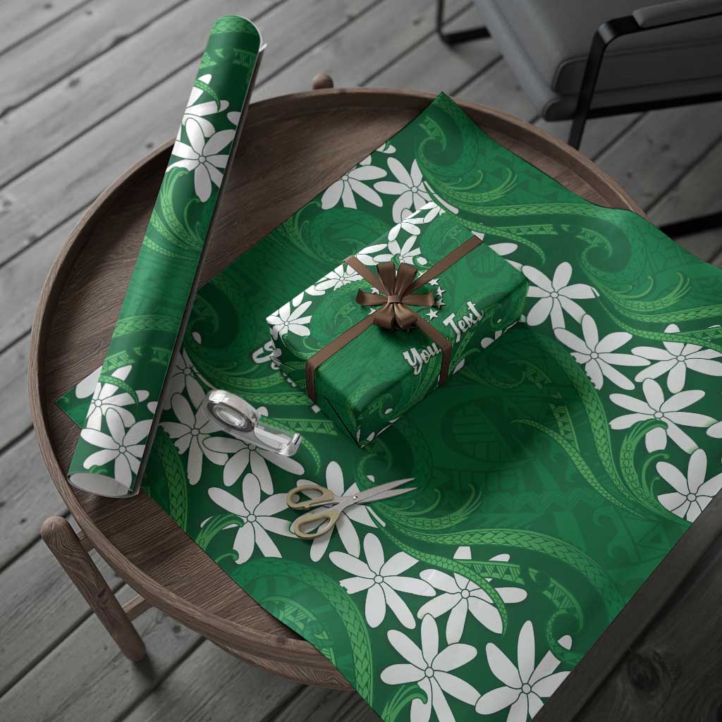 Personalised Cook Islands Rarotonga Wrapping Paper Tiare Maori Polynesian Waves Tattoo LT14 - Polynesian Pride