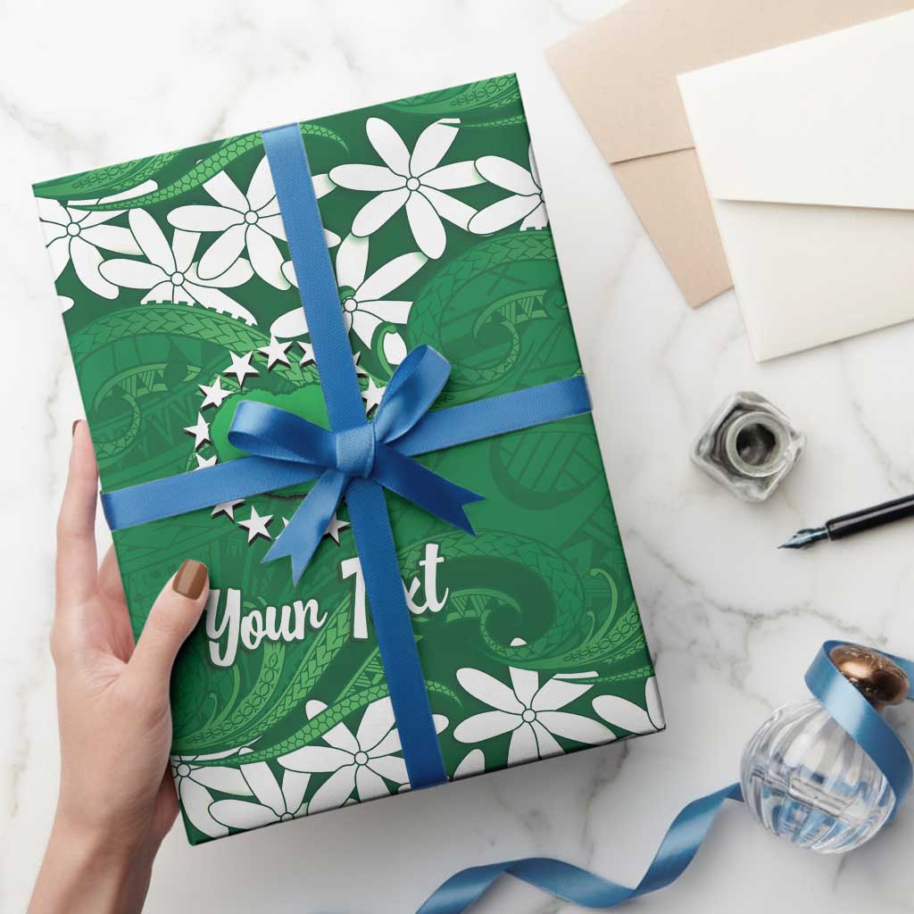 Personalised Cook Islands Rarotonga Wrapping Paper Tiare Maori Polynesian Waves Tattoo LT14 - Polynesian Pride