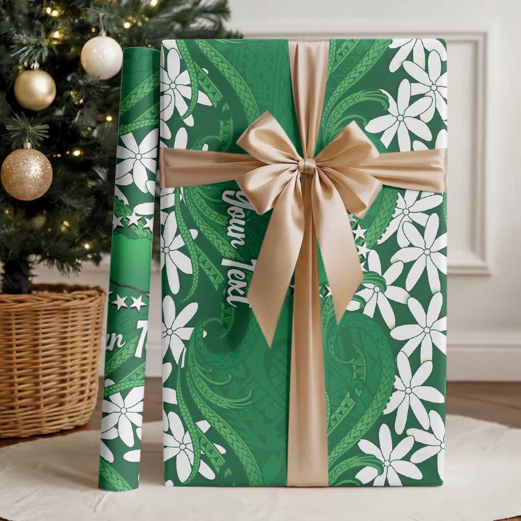 Personalised Cook Islands Rarotonga Wrapping Paper Tiare Maori Polynesian Waves Tattoo LT14 - Polynesian Pride