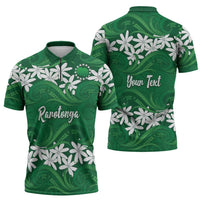 Personalised Cook Islands Rarotonga Zipper Polo Shirt Tiare Maori Polynesian Waves Tattoo LT14 - Polynesian Pride