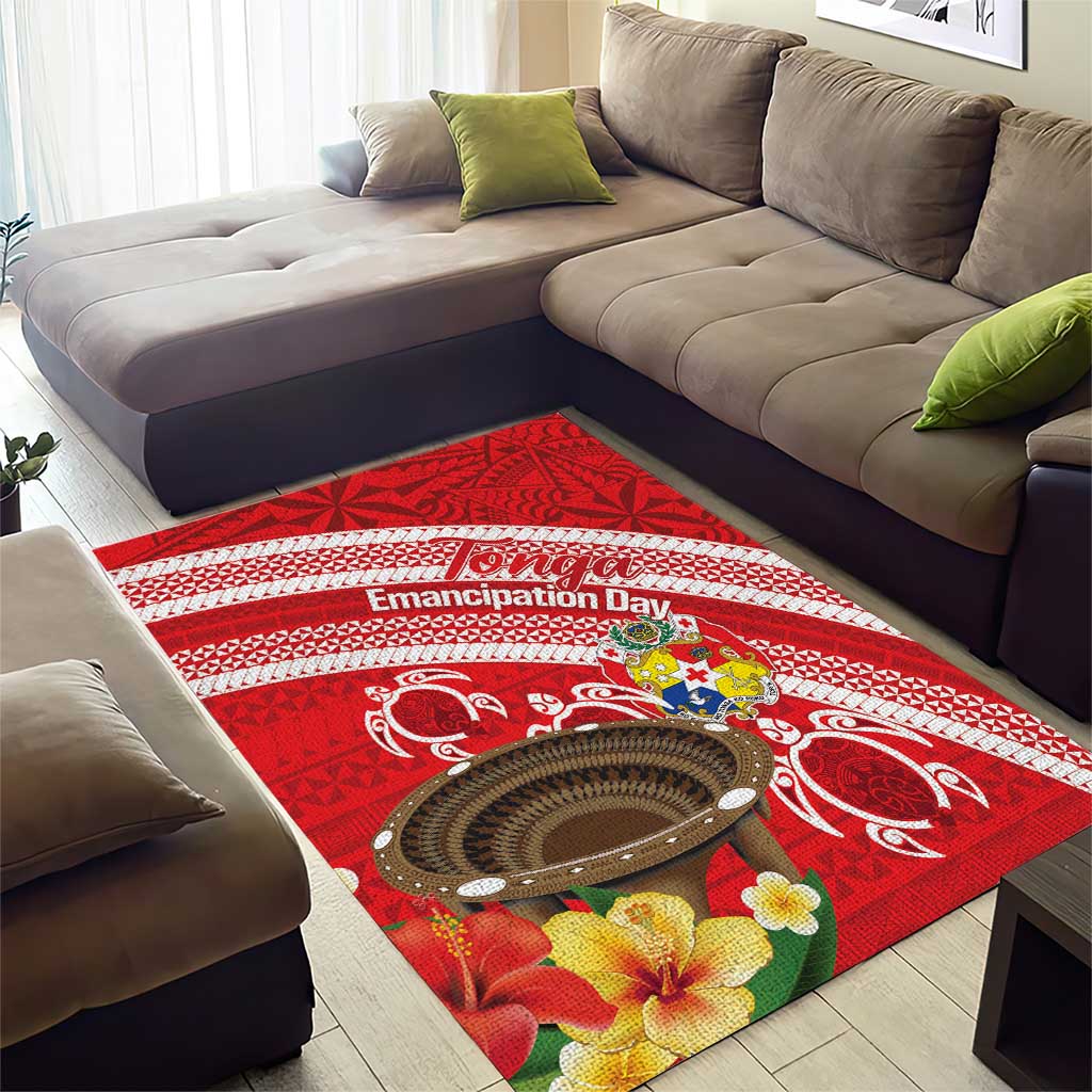 Kingdom Of Tonga Emancipation Day Area Rug Tongan Ngatu With Kumete Red