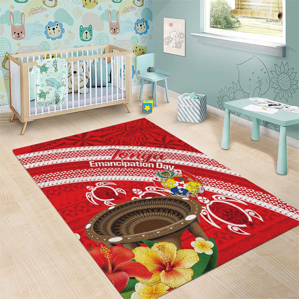 Kingdom Of Tonga Emancipation Day Area Rug Tongan Ngatu With Kumete Red