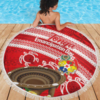 Kingdom Of Tonga Emancipation Day Beach Blanket Tongan Ngatu With Kumete Red